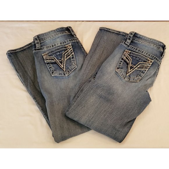 VIGOSS Bootcut Embroidered V Back Pocket Stretch Jeans ~ Sz 2 (2 Pairs) - Picture 1 of 9